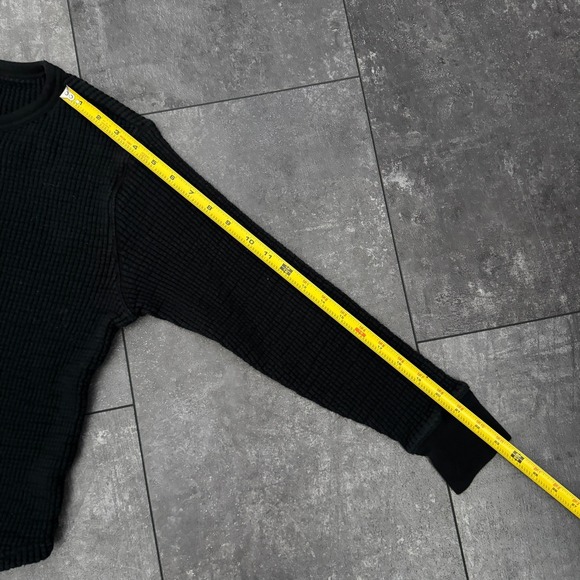 Gap Sweats Womens Small Black Waffle Knit Thermal Long Sleeve Crewneck Shirt - Picture 3 of 5